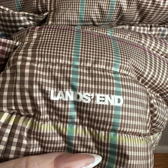 Lands End Womens Plaid Down Vest Size M EUC - Picture 4 of 5